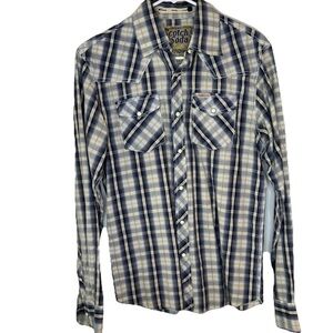 Scotch & Soda Blue Plaid Men's Button Down Shirt